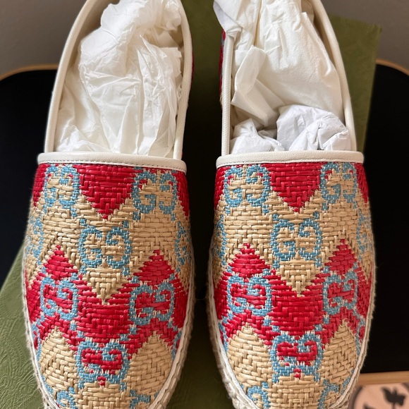Gucci Red and Beige Espadrilles